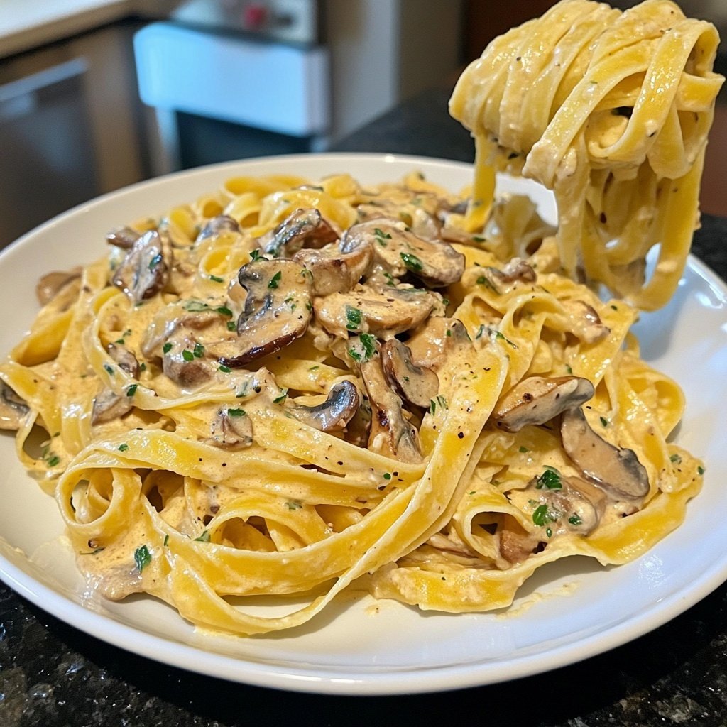 Tagliatelle mit Pilzrahm