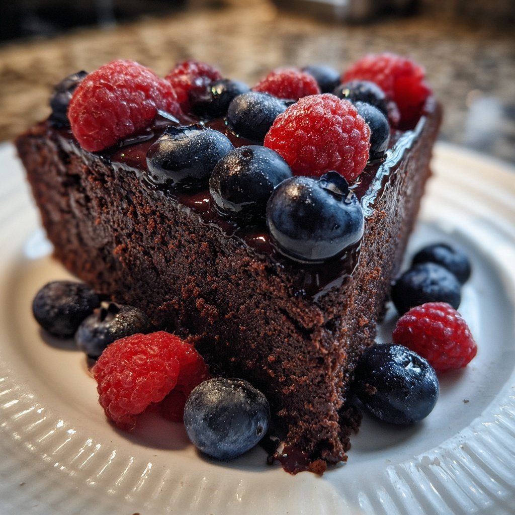 Herzförmiger Brownie mit Beeren