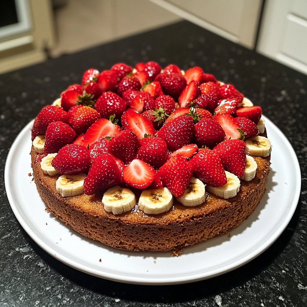 Bananenkuchen mit Erdbeeren