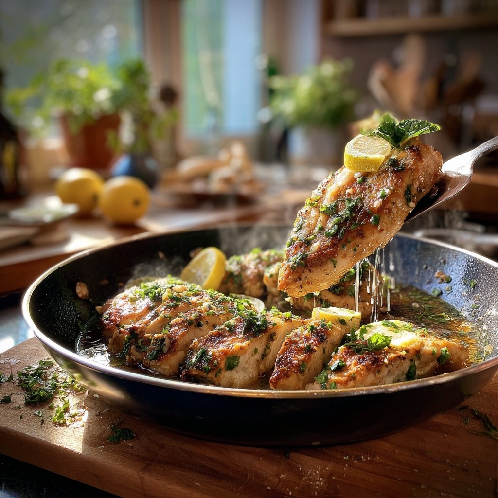Kalorienarme Hähnchenpfanne Mit Zitronen Kräutern