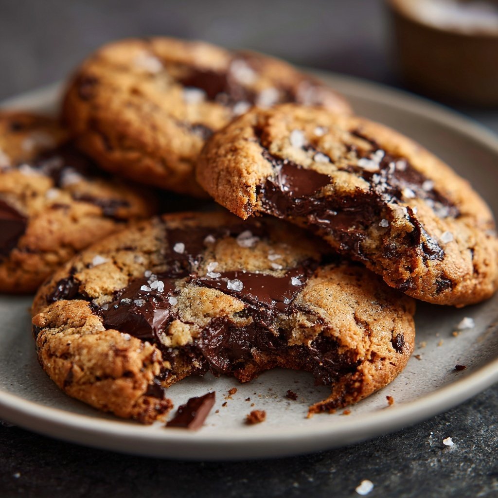 Cookies mit dunkler Schokolade und Meersalz